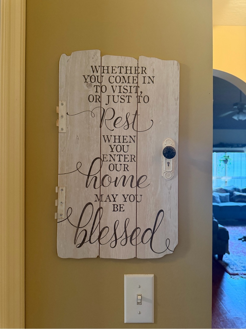 Rustic White 'Blessed' Wall Sign Home Decor